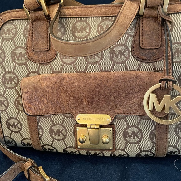 BEAUTIFUL VINTAGE MICHAEL KORS HANDBAG SUEDE LEATHER TRIM - Picture 6 of 14